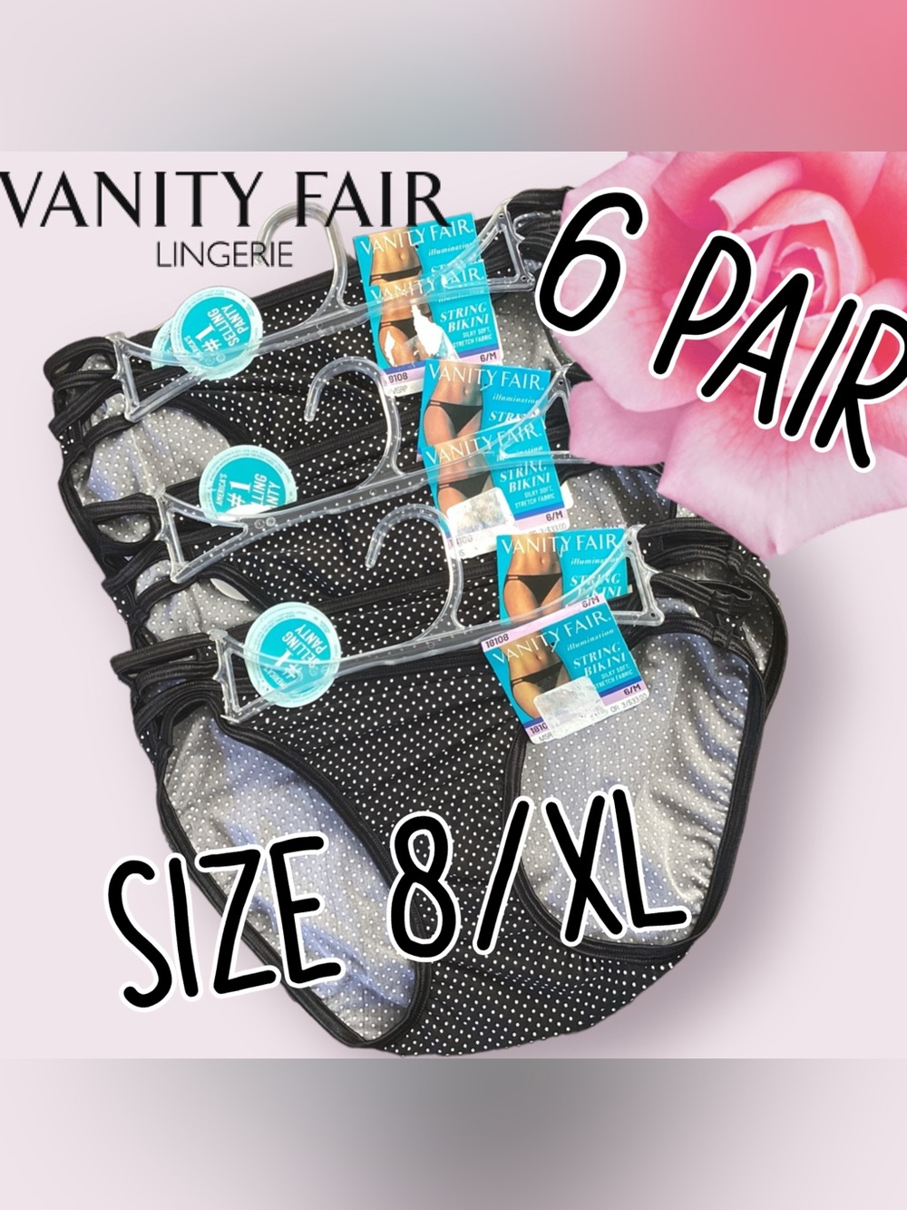 -🌸Vanity Fair 6 pc BUNDLE! Bikinis Size 8/XL
